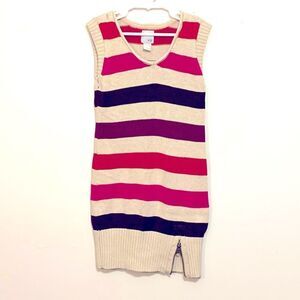 Old Navy | Girls Tan Red Pink Brown Striped Sleeveless Knit Sweater Dress Size S